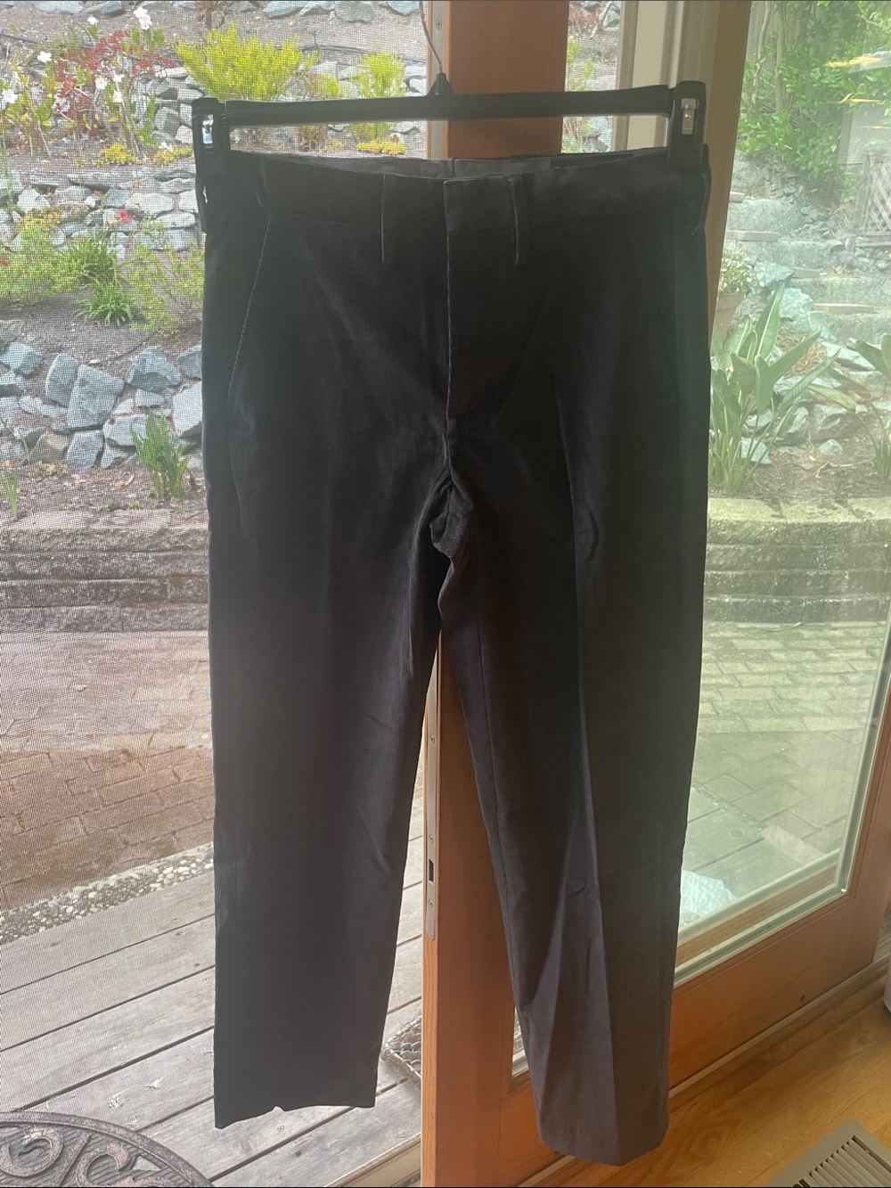 NWT Lands' End Stretch Fine Wale Corduroy Trouser Pant. Black Slate- gray. 30x30